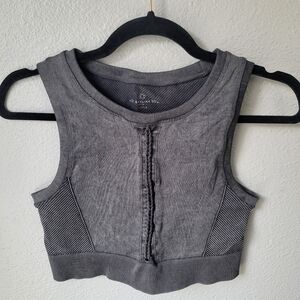 NWT Aerie Recharge Least Support Ribbed Sports Bra, Size Large, Washed Grey